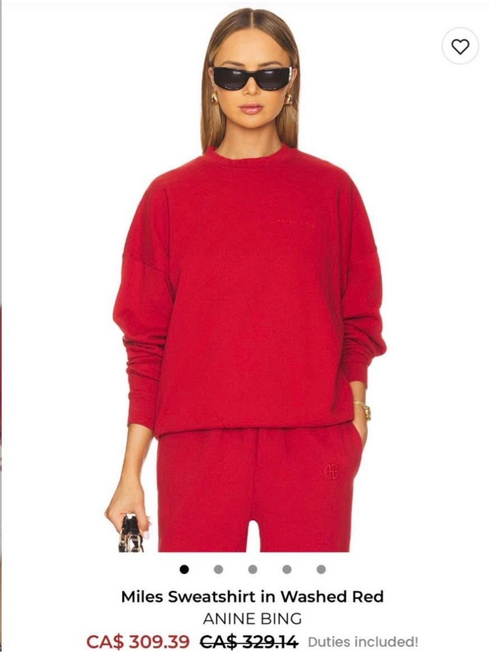 NWOT- Anine Bing Washed Red Crewneck Sweatshirt
